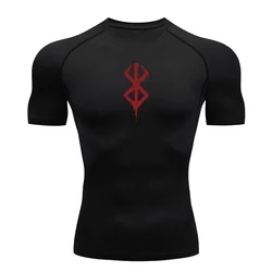 Anime Men's Compression Shirt Fitness Sport Running Tight Gym TShirts Athletic Workout Quick Dry Tops Tee Summer