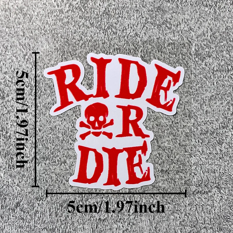 1PC RIDE OR DIE Skull Bicycle Frame Stickers Waterproof DIY Bicycle Top Tube Down Tube Handlebars Sunscreen Cycling Decoration