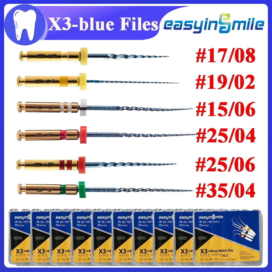 10pack(60pcs)dental odontología endodoncia endo files X3 blue NITI Files root canal Rotary files for motor tips