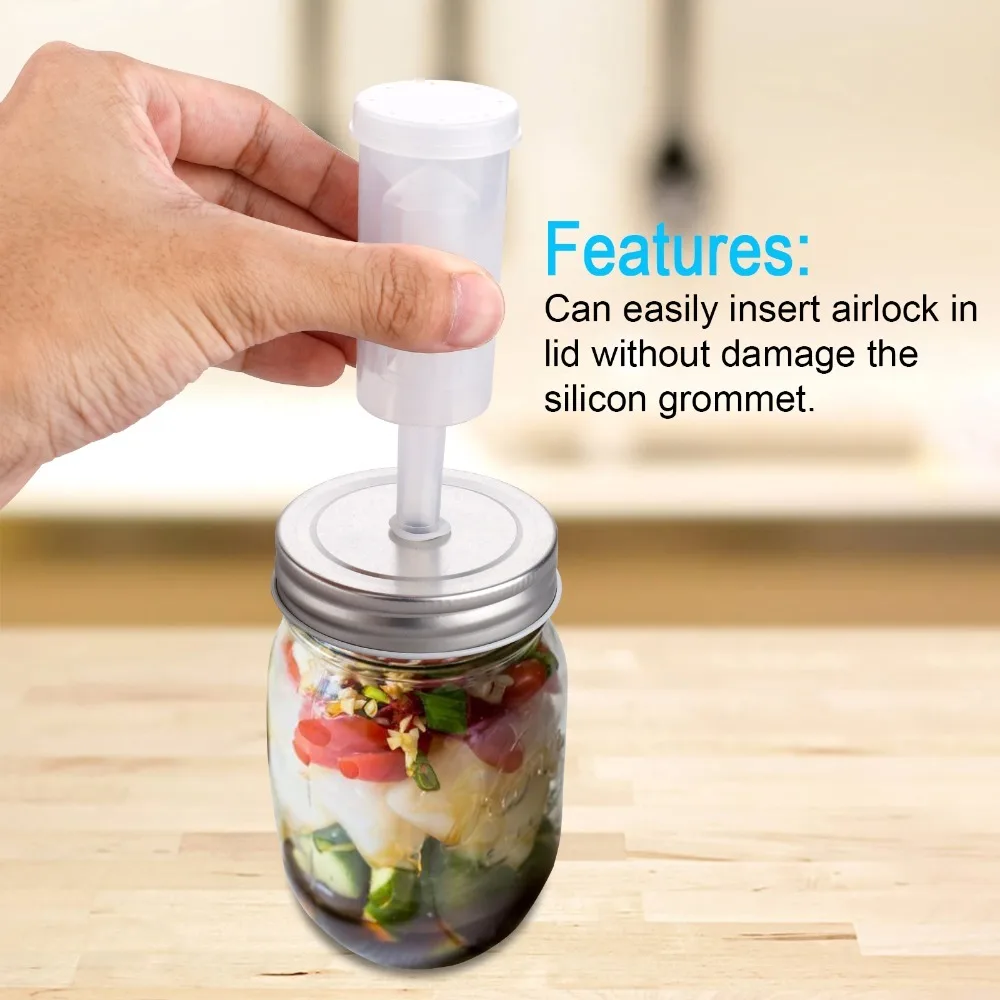 4Pcs Fit Standard Mason Jars Fermenting Kit Airlock System Tinplate Fermentation Cover Easy Assembly Threaded Sealing Structure