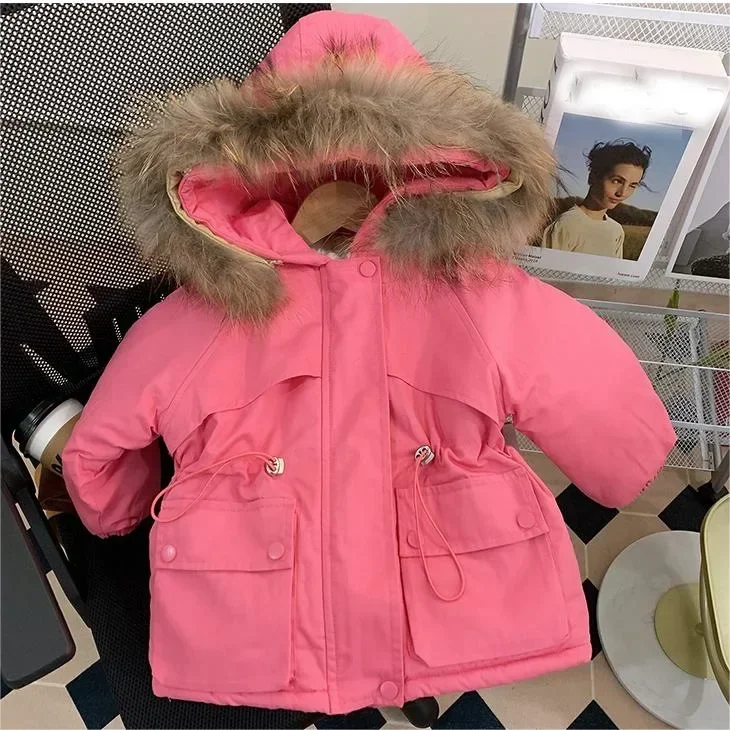 Winter Children Girls\' Coat Plush Cotton Padded Jacket for Girls Clothes Korean Kids Parkas Fashion Hooded Kids Outerwear 2-8Y