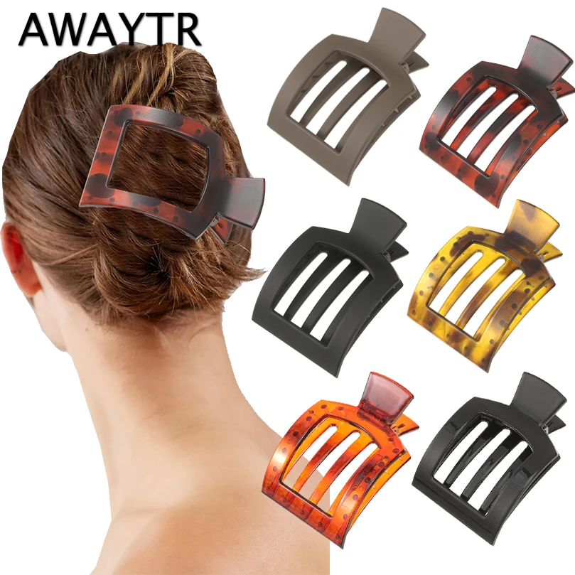 AWAYTR Simple Rectangular Hair Clamp Hair Clip Ponytail Plastic Duckbill Claw for Women Girls Hairpins Women Hair Accessories