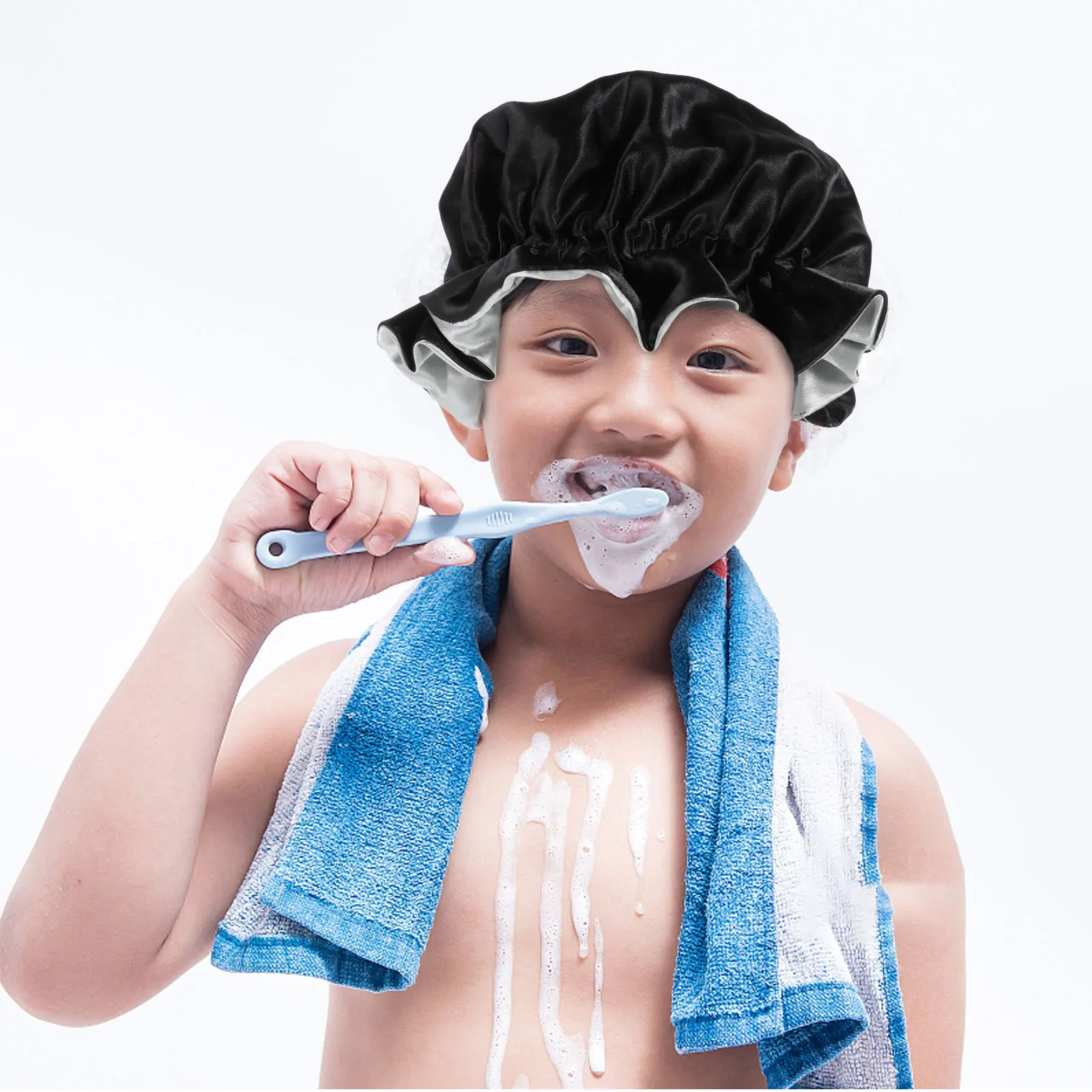 

Satin Bonnet Double-Layer Silky Sleep Cap Adjustable Protects Hair Reduces Loss Makeup Hair Cap Elastic