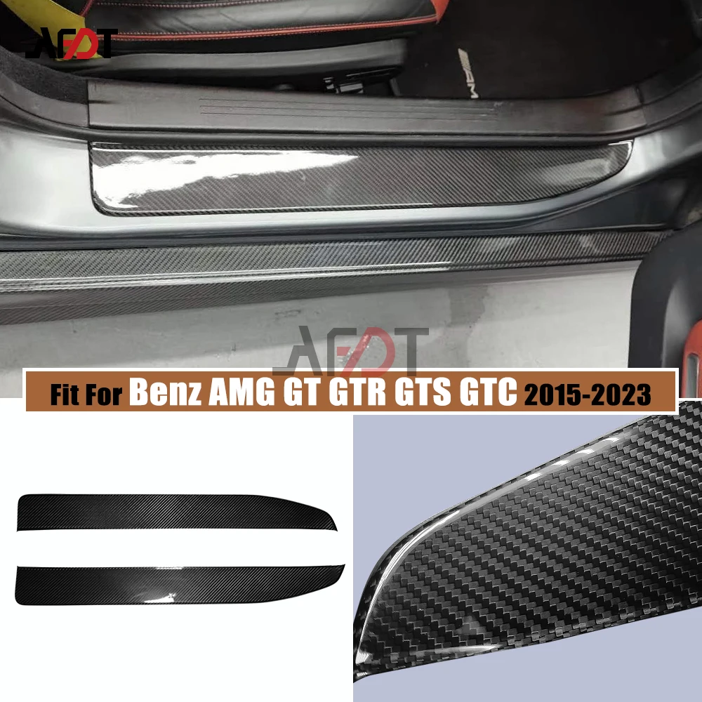 AFDT Carbon Fiber Car Interior Door Sill Protect Plate Cover Trim Car Accessories For Benz AMG GT GTR GTS C190 R190 2015-2023