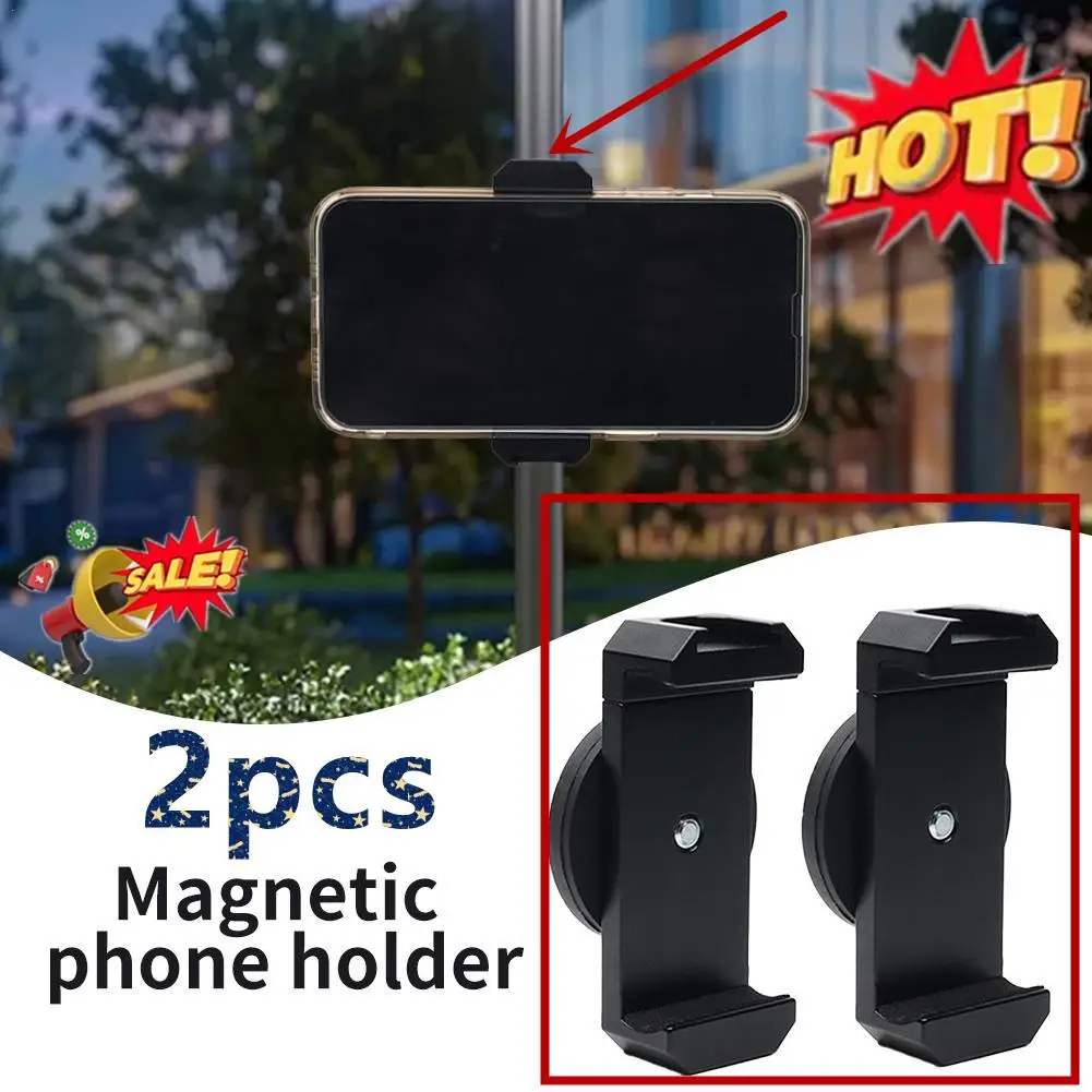 

2pcs Gym Magnetic Suction Phone Holder Clip For Magsafe Phone Mount Hands-Free Mobile Phone Bracket Adjustable 60-90mm Clamp