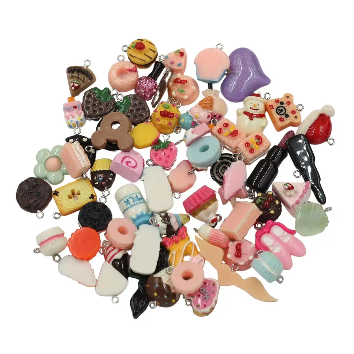 100 Stück Gemischte Größen Mehrfarbige Harz-Bonbon-Kuchen-Herz-Anhänger 5-60mm DIY Schmuck Bastelzubehör Handwerksmaterialien – Detail 1