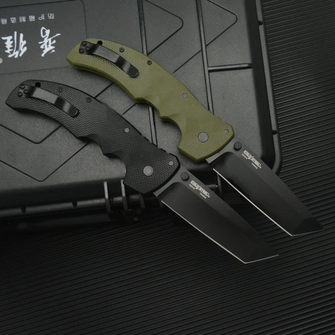 Novo frio 27bt recon 1 tanto faca dobrável 9cr18mov lâmina de aço militar tático sobrevivência caça rápida facas grandes ferramentas edc