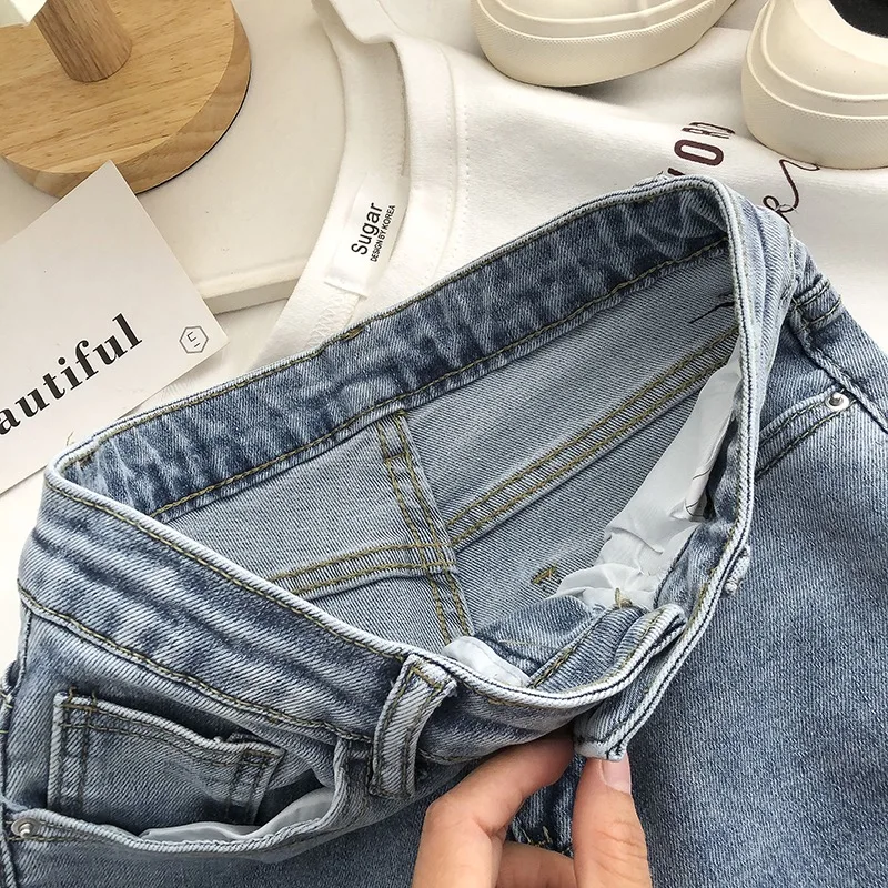 Women Jeans Spring Summer Korean Style High Waist Boot Cut Pants Fashion Female All-Match Split Flared Jeans