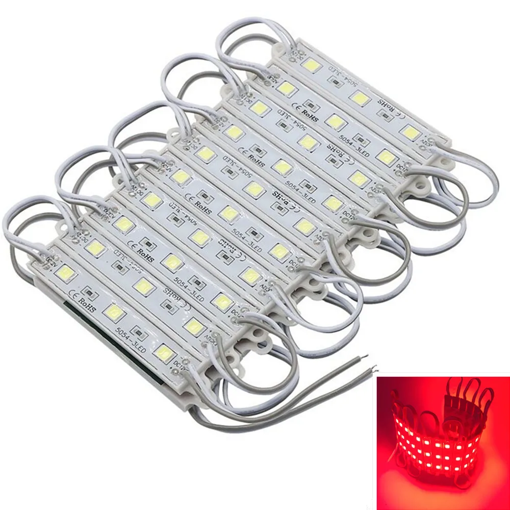 

20pcs/Lot DC12V LED Module 3 SMD 5054 Cool White/Red Color Waterproof IP66 Super Bright Backlight for Signage