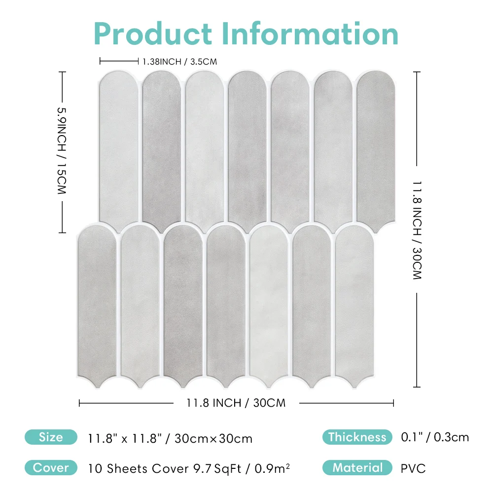 5/10/20PCS 3D Fish Scale Peel and Stick Wall Panels, PVC Tiles, Waterproof, Decorative Wall Covering for Kitchen & Bedroom
