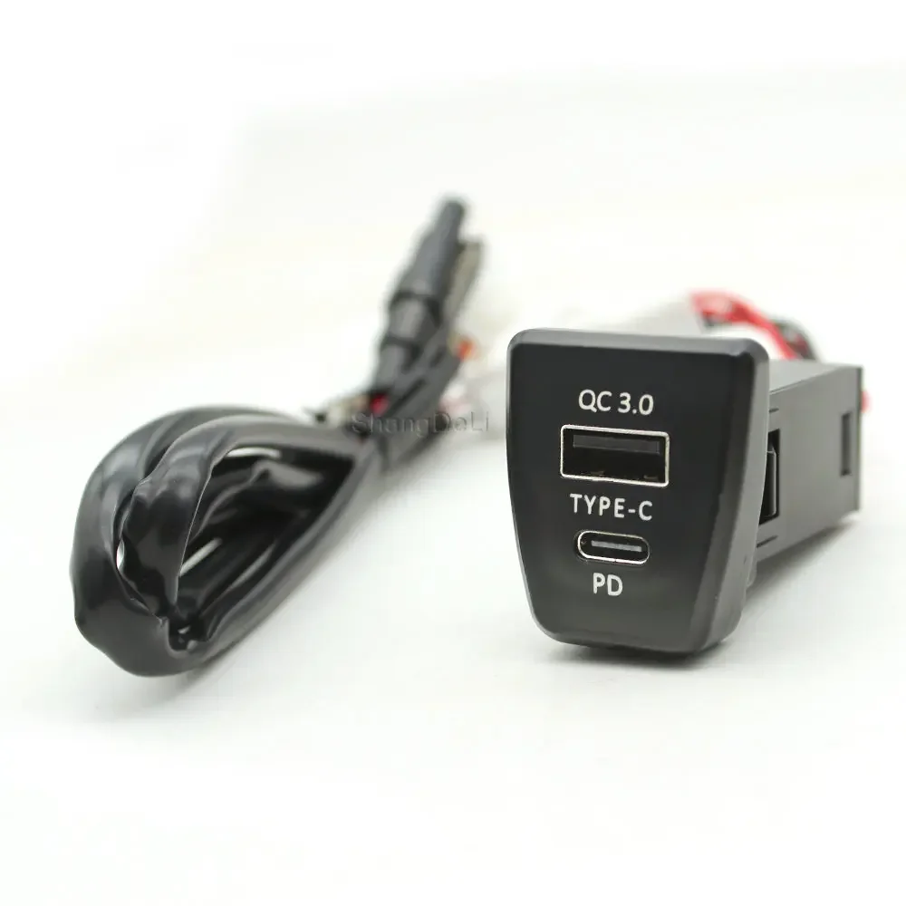 Car Charger TYPE-C PD QC3.0 USB Interface Dual Socket Phone Charger For Toyota RAV4 rav4 XA50 2019 2020