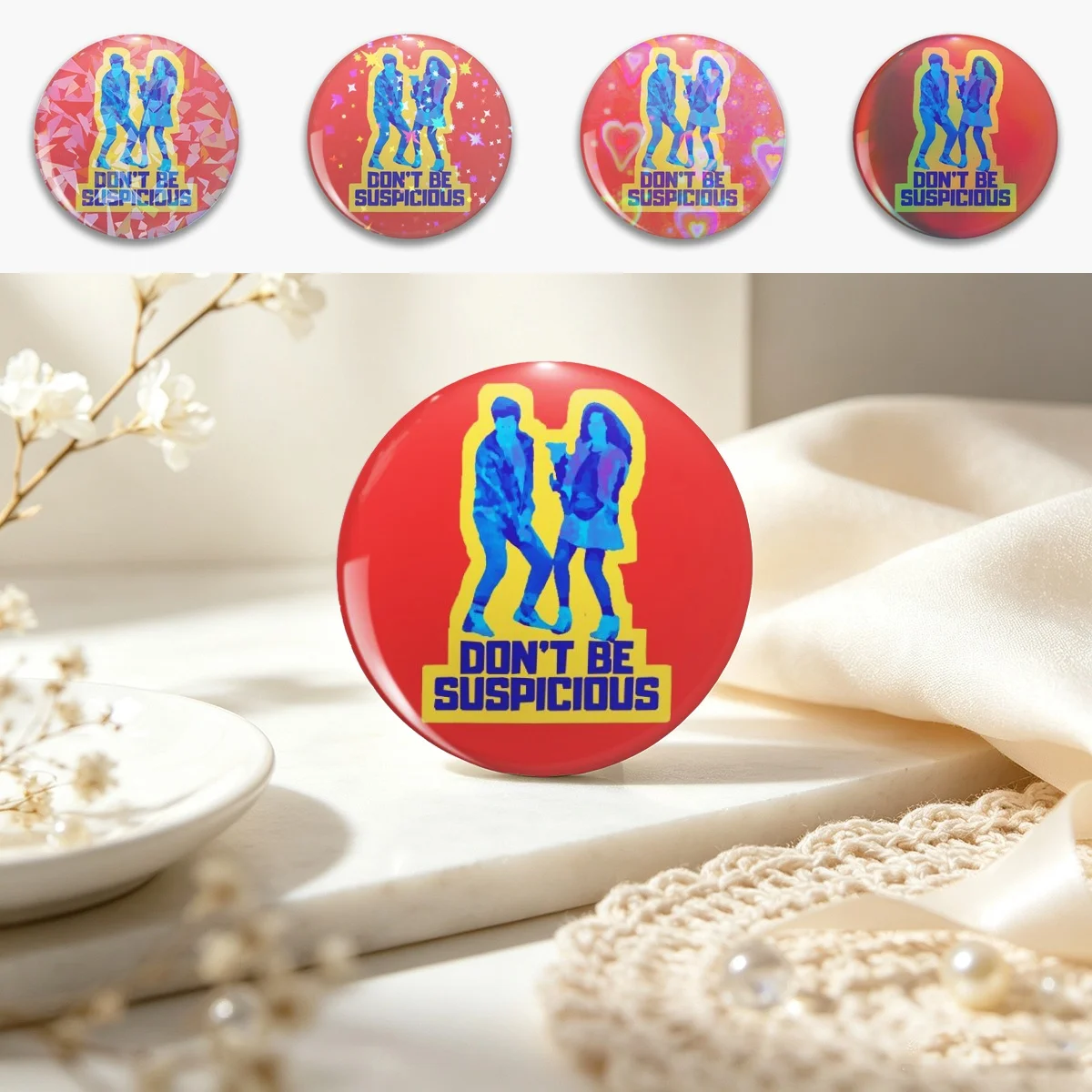 Don't Be Suspicious! Pin Holographic Star Heart Pin Brooches Laminated Button Fashion Accessory