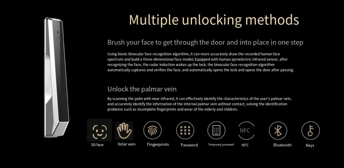 Smart Door Lock S10 Face Recognition Fingerprint/NFC/Palm Vein Unlock Cat Eye Visual Screen Wi-Fi Connected for Mi Home APP
