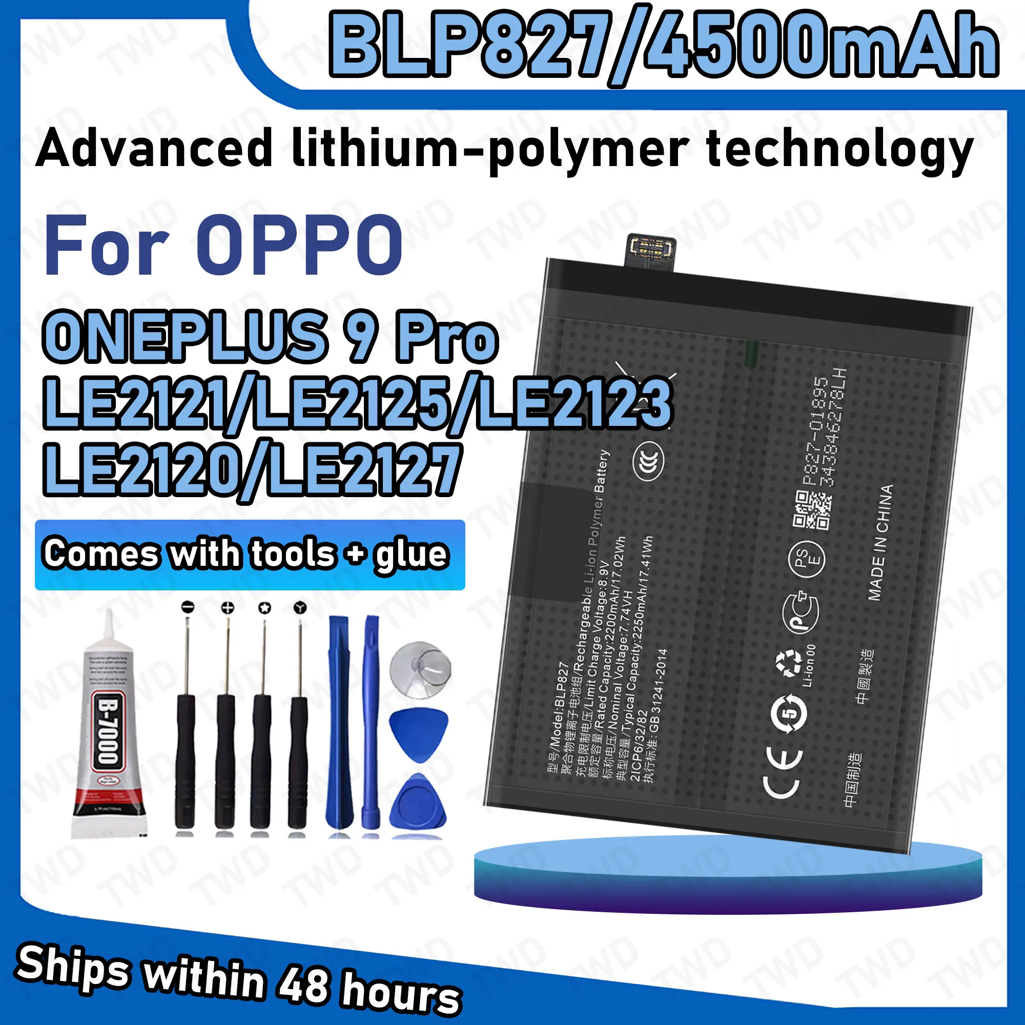 BLP827 Large capacity Battery For OPPO ONEPLUS 9 Pro/LE2121/LE2125 Batteries New High Quanlity+Free Tools