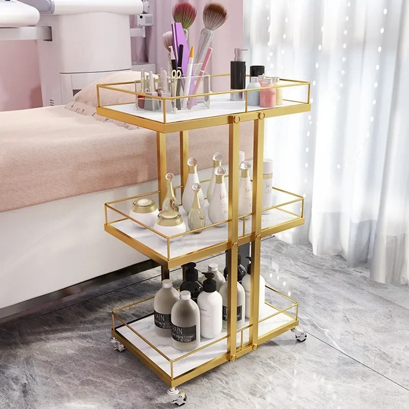 Rolling Cart Manicure Support Food Serving Cosmetic Helper Trolley Tool Auxiliary Spa Equipment Salon Furniture Beauty Organizer