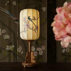 HandPainted Chinese Cloth Art Table Lamp Teen Silk Night Light Study & Bedroom Bedside Lamp for Advanced Decor