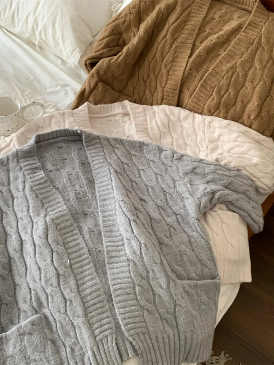 

Вязаный свитер Thiened Long Sve ручной работы, верхняя одежда, кардиган, тяжелая работа, осенний наряд с высоким воротником для женщин