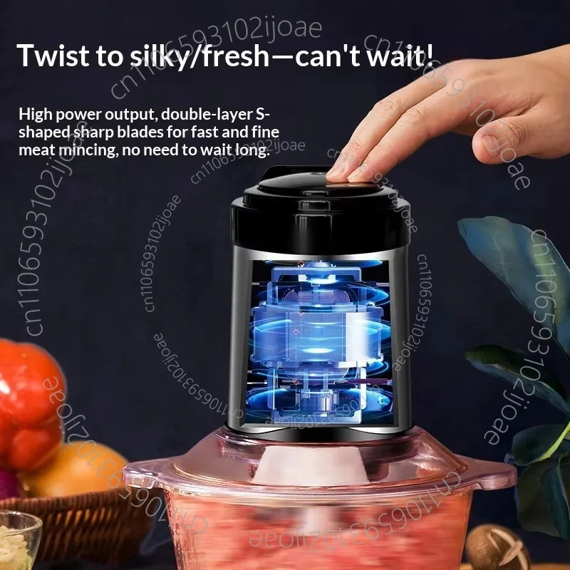 Meat Grinder Household 1.8L Electric Small Meat Grinder Stainless Steel Blender Multifunctional Food Processor Sausage