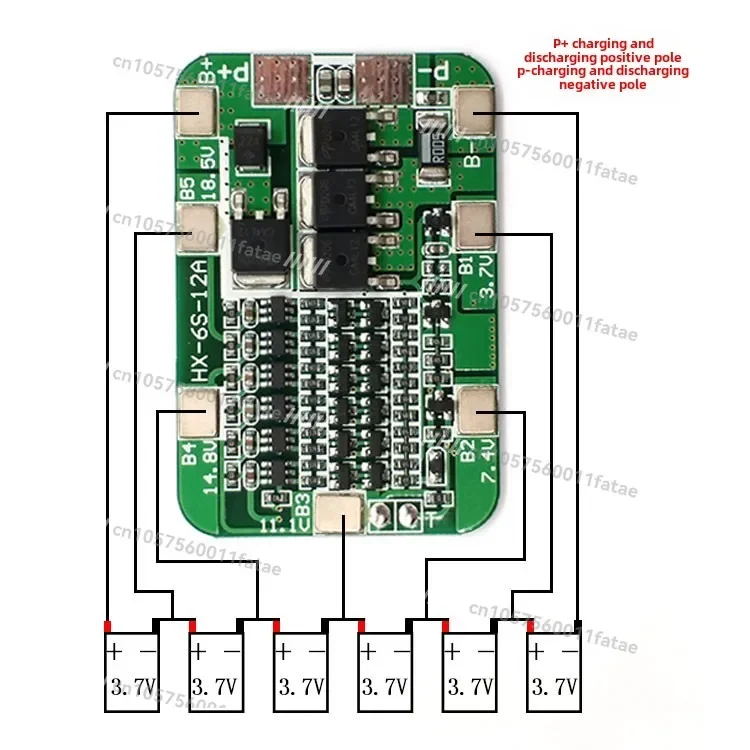 6S22.2V12A 18650 Lithium Battery Protection Board High Current 20V Without Equalization