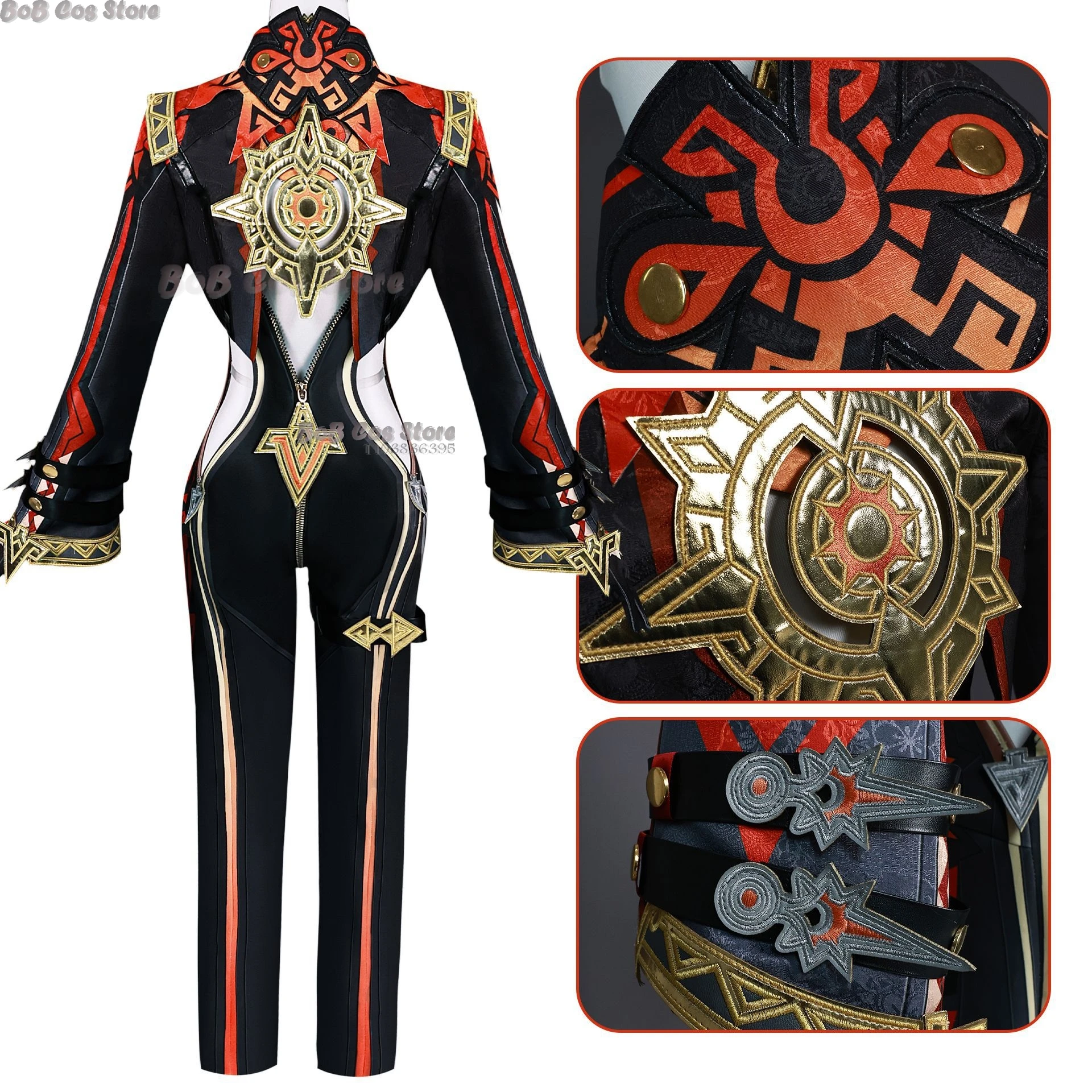 Mavuika Genshin Impact Cosplay Jumpsuit Kostuum Pruik Pyro Archon Cosplay Wig Natlan Anime Game Halloween Fire Elementaire Dress-Up