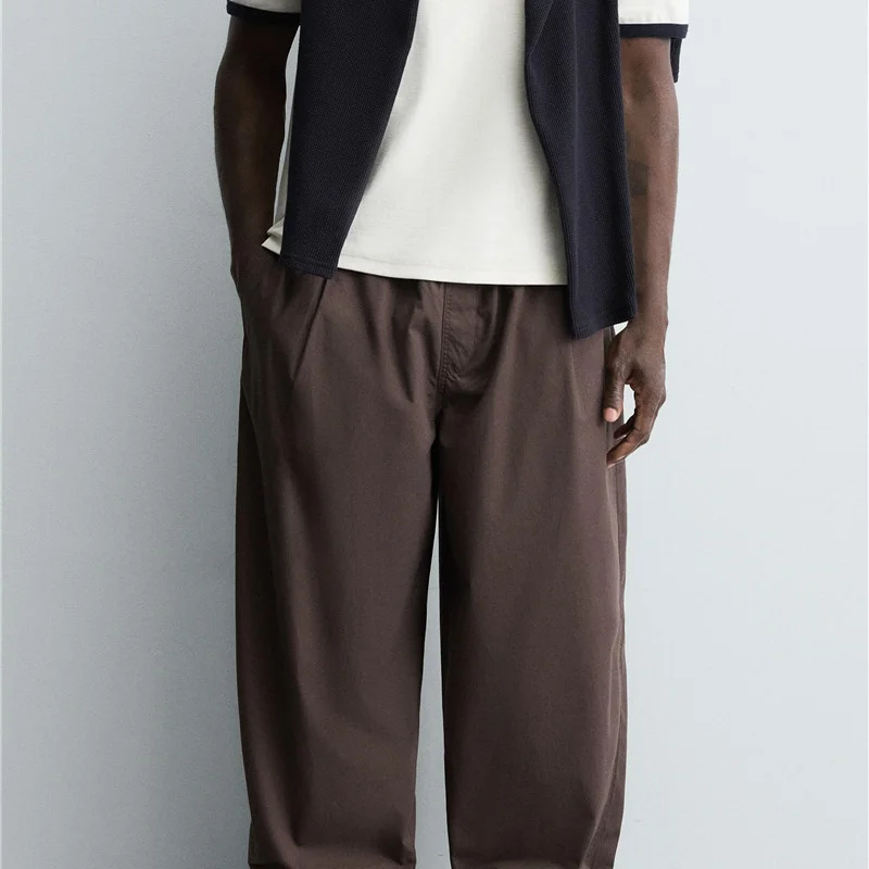 

Мужские повседневные брюки-баллоны с эластичным поясом и плиссировкой, свободного кроя, для молодежи, осенняя новинка