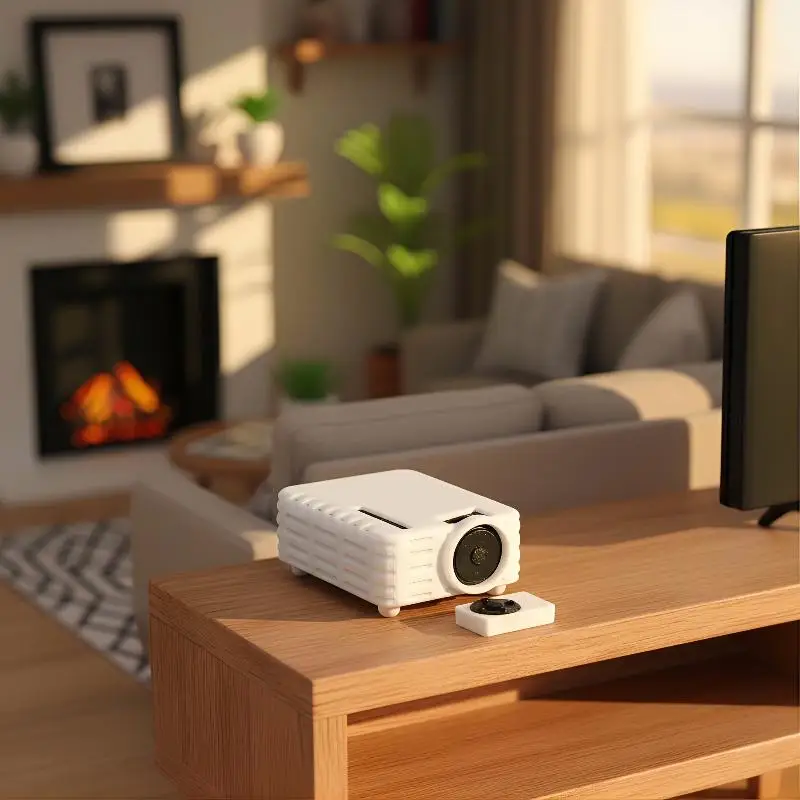 Mini projetor 1/12 com controle remoto – ornamento de simulação de casa de bonecas, brinquedo de decoração de home theater para casa de bonecas