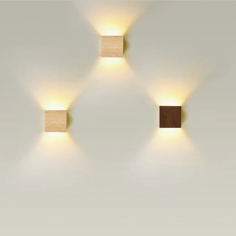 Creative Wood Led Wall Lamp Emitting Light UpandDown Artistic Background Entrances Stairs Balconies Atmosphere Lighting Fixtures