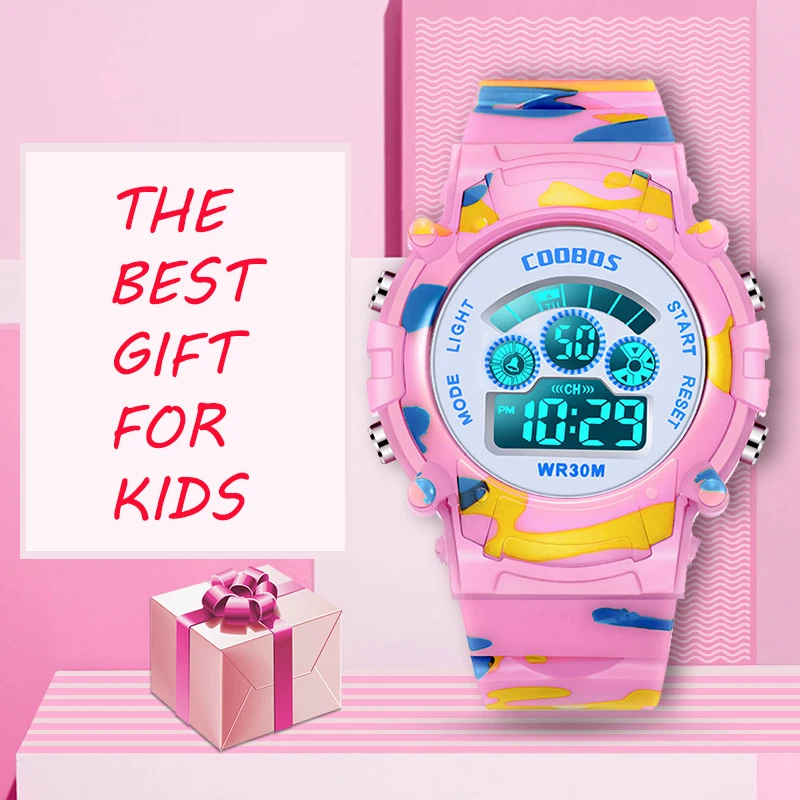 Relojes LED multifunción para niños, relojes digitales luminosos a prueba de agua, relojes de pulsera electrónicos deportivos de moda para niños y niñas