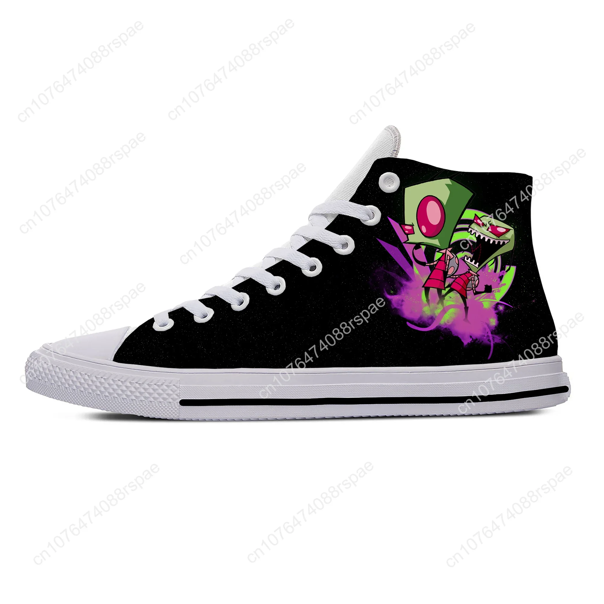 Hot Anime Cartoon Manga Invader Zim Funny Fashion Casual Cloth Shoes High Top Lightweight Breathable 3D Print Men Women Sneakers