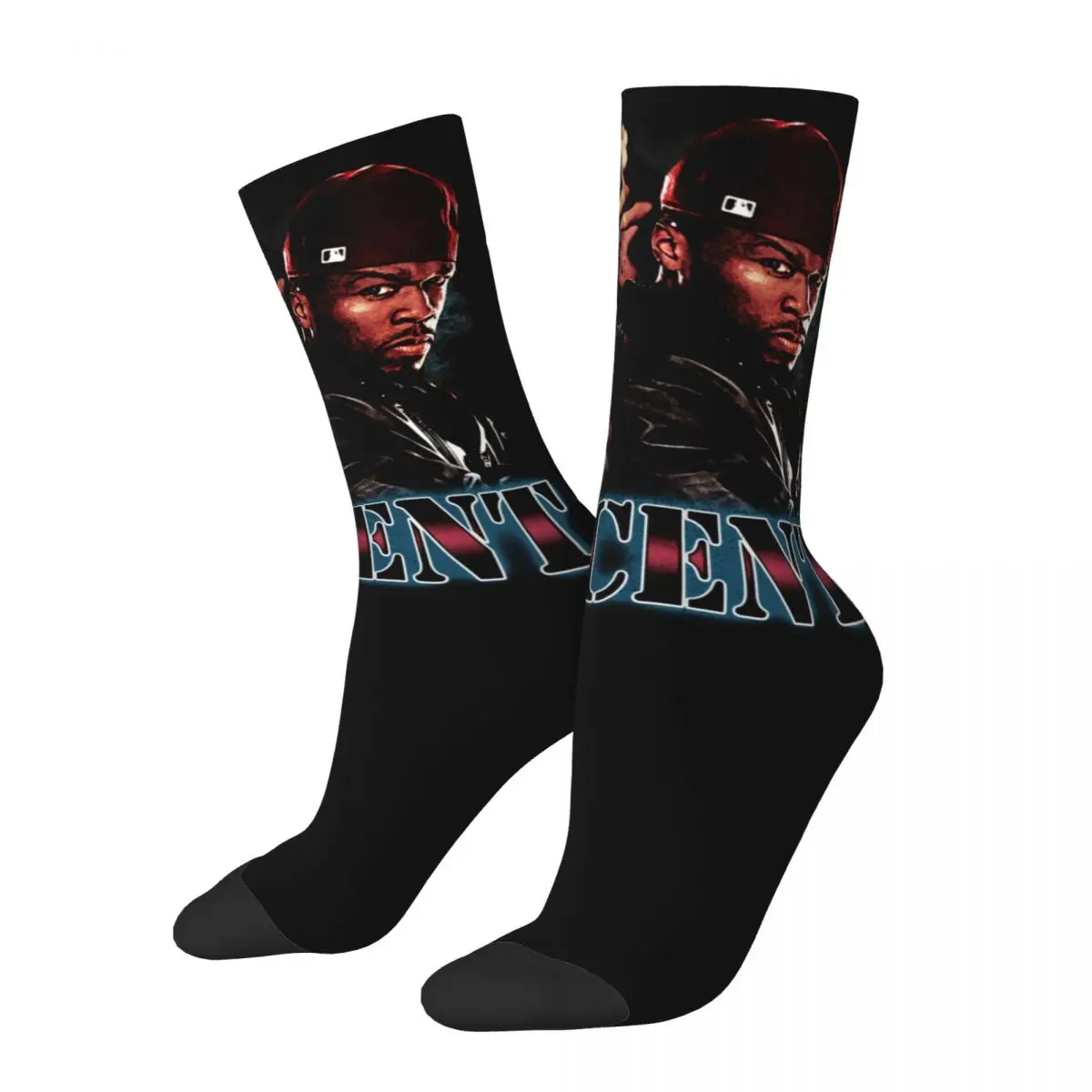 Funny Hip Hop Rapper 50 Cent Bootleg Vintage Print Crew Socks Accessories All Seasons Warm Socks Non-slip