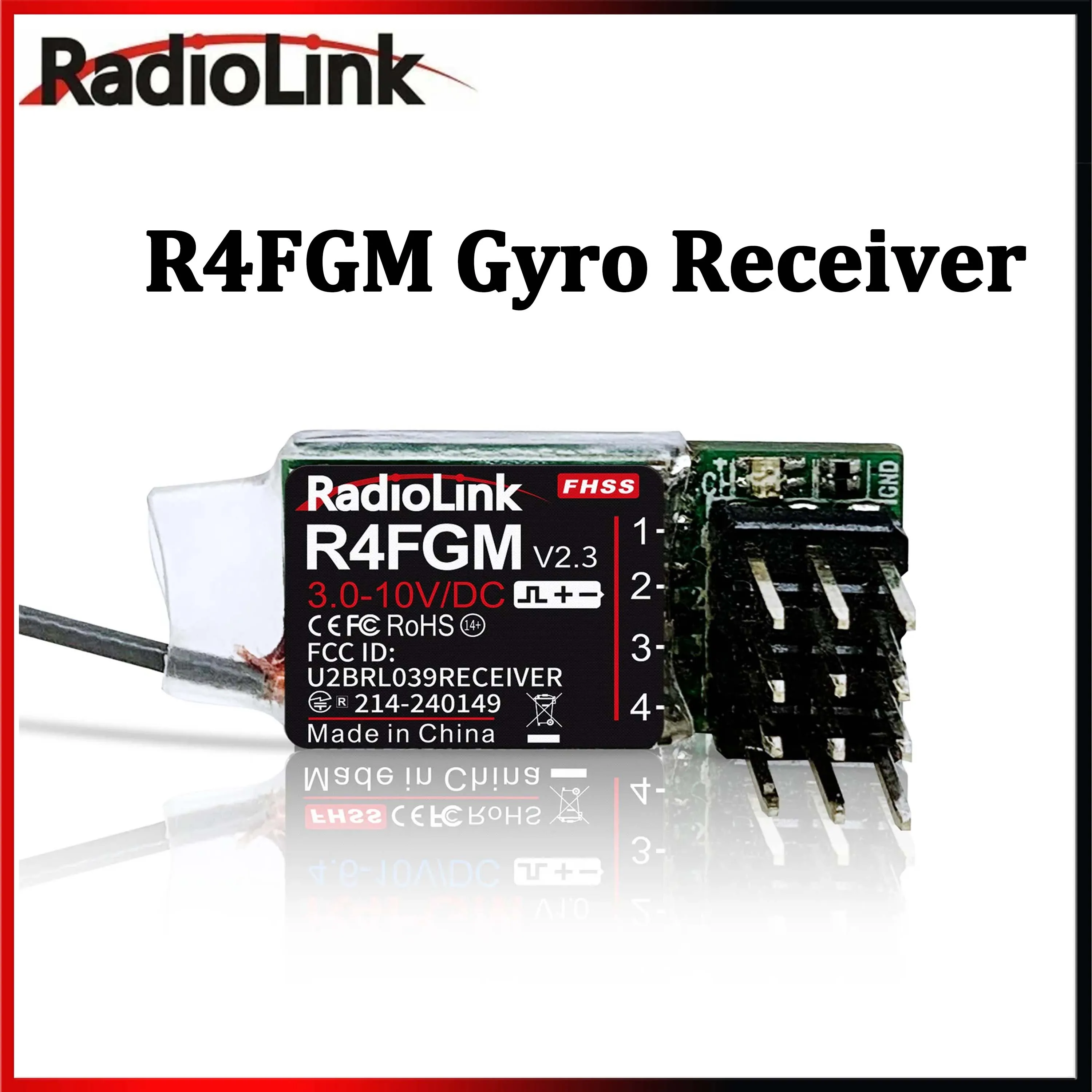RadioLink R4FGM V2.3 3-10V 4 Channel Mini Receiver with Gyro for 1:28 1:64 RC Micro Car Buggy Drift RC8X/RC6GS/RC4GS Transmitter