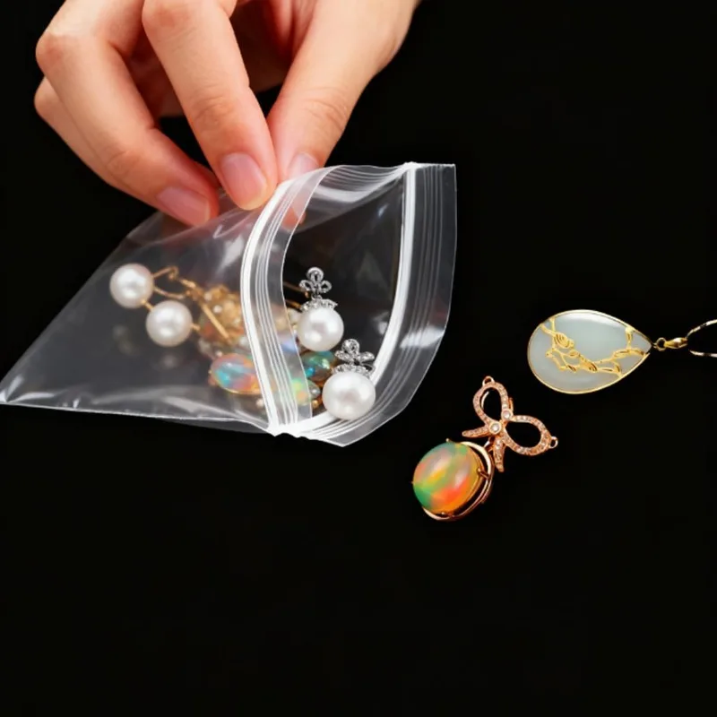 

Transparent plastic bag, reusable PE small packaging bag, used for storing pills, jewelry, screws, and small decorations 100 pieces