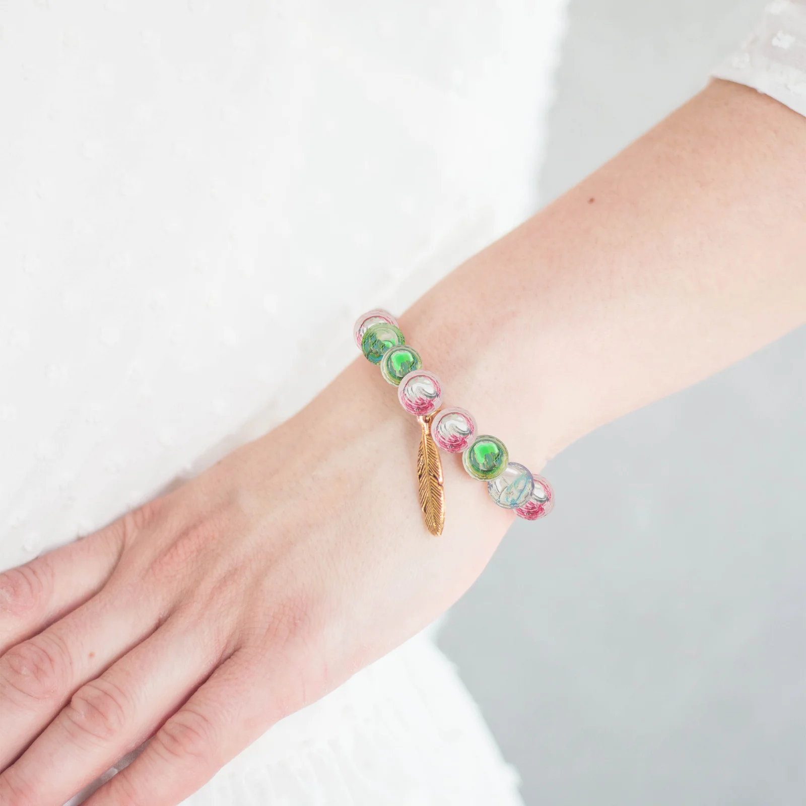 

100Pcs Glass Bracelet Accessories Christmas Large Hole Spacer Beads DIY Handmade Bracelet Beaded Charms Loose Beads