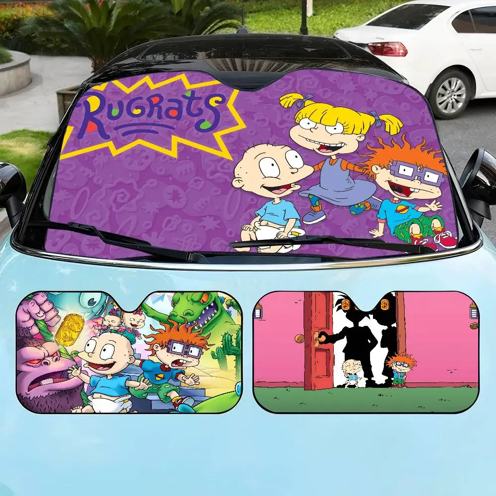 Cartoon R-Rugrats Windshield Sunshade Anime Cute Car Front Windshield 70x130cm Sun Visor Heat Reflector