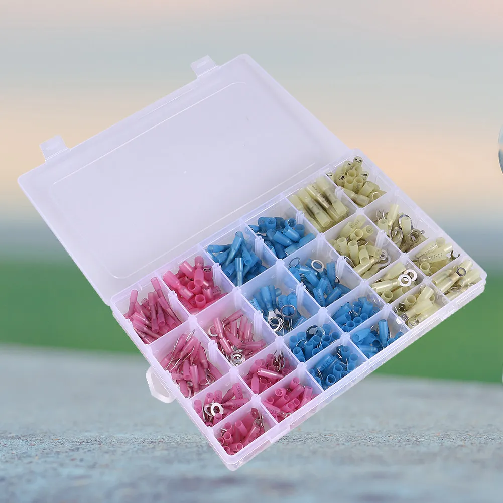 481Pcs Waterproof Heat Shrink Butt Connectors Solder Ring Terminal with Polyolefin Tubing Hot Melt Adhesive Marine