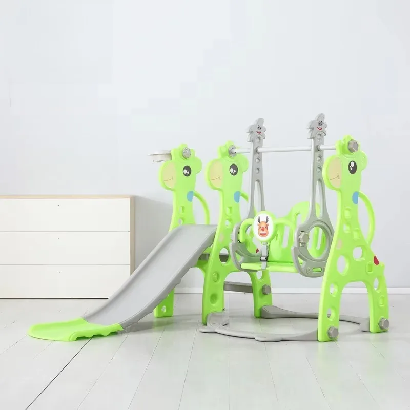 Household indoor small indoor playground multi-color slide swing door playground plastic cover slide small set