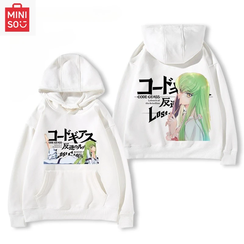 

MINISO совместимая толстовка с принтом Code Geass и капюшоном, свободная мультяшная многофункциональная повседневная и милая для девочек и мальчиков
