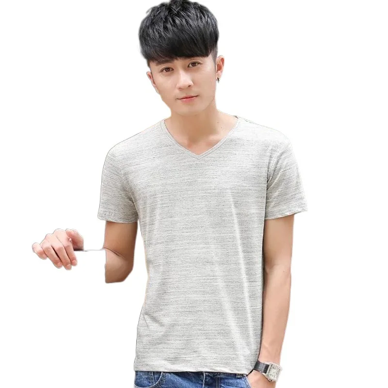 Summer Menswear Short Sleeve TShirt Men's Collar Bottoming Shirt Solid Color Slim-Fitting T-shirt Clothes