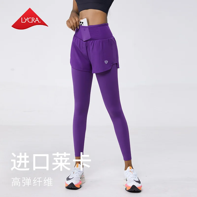 

Lycra Yoga Gym Leggings Women Pants High Waist with Shorts Pocket Tennis Running Tights Training Clothes 2024 New Trousers