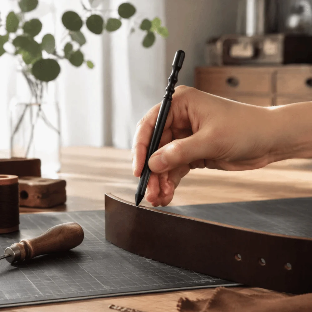 High-Density Wood Leather Edge Burnisher Polished Surface Slim Stick Design Leather Burnishing Tool Handheld Tool