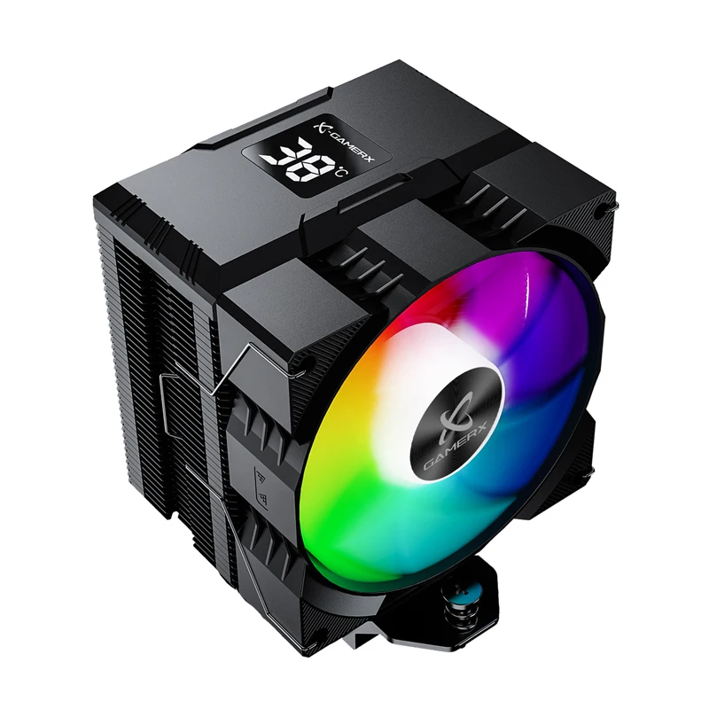 Enfriador de CPU Power Train x-gamamerx Z-1300 ARGB con pantalla Digital de temperatura, radiador, 4 tubos de calor para LGA1700/1200 115X AM4 AM5