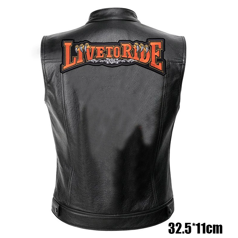 Leather Jacket Large Back Embroidered Sew Patch Badges Motorcycle Biker Patch Iron On Patches For Clothing Jeans Embroidery DIY