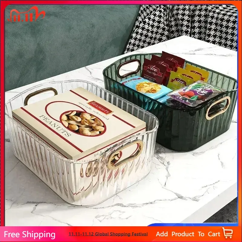 

2 Pcs Cosmetics Box Desktop Storage Drawer Stackable Storage Box with Handle Makeup Organizers Basket Poatable Sundries Rack