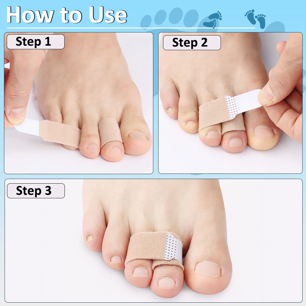 Pexmen 1/2/5/10Pcs Hammer Toe Straightener Toe Splints Cushions Bandages for Correcting Crooked & Overlapping Toes Protector