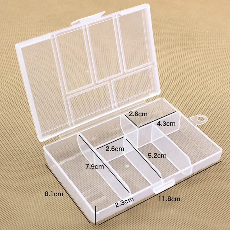 1PC 6 Grids Fächer Kunststoff Transparent Organizer Jewel Perle Fall Abdeckung Container Lagerung Box für Schmuck Pille Münze Diverse