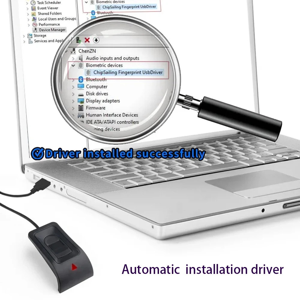 جهاز تسجيل الدخول ببصمة الإصبع USB أداة بيومترية نظام تسجيل الدخول للتعرف على بصمات الأصابع مناسب لـ WIN10/WIN11 بدون سائق #5