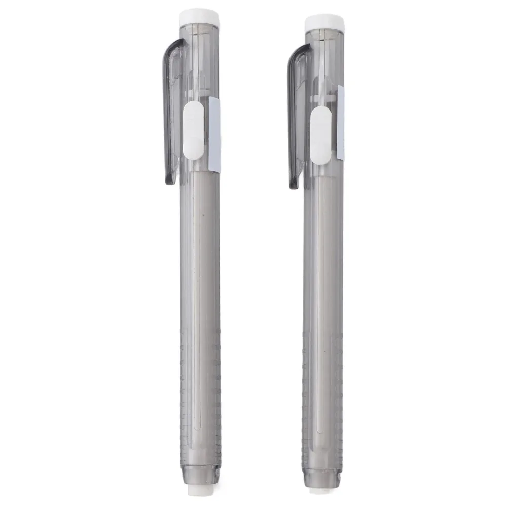 12Pcs Plastic Retractable Mechanical Eraser Grey Pen Length 13.5cm Mechanical Eraser Pen Refillable Eraser Set for Teacher