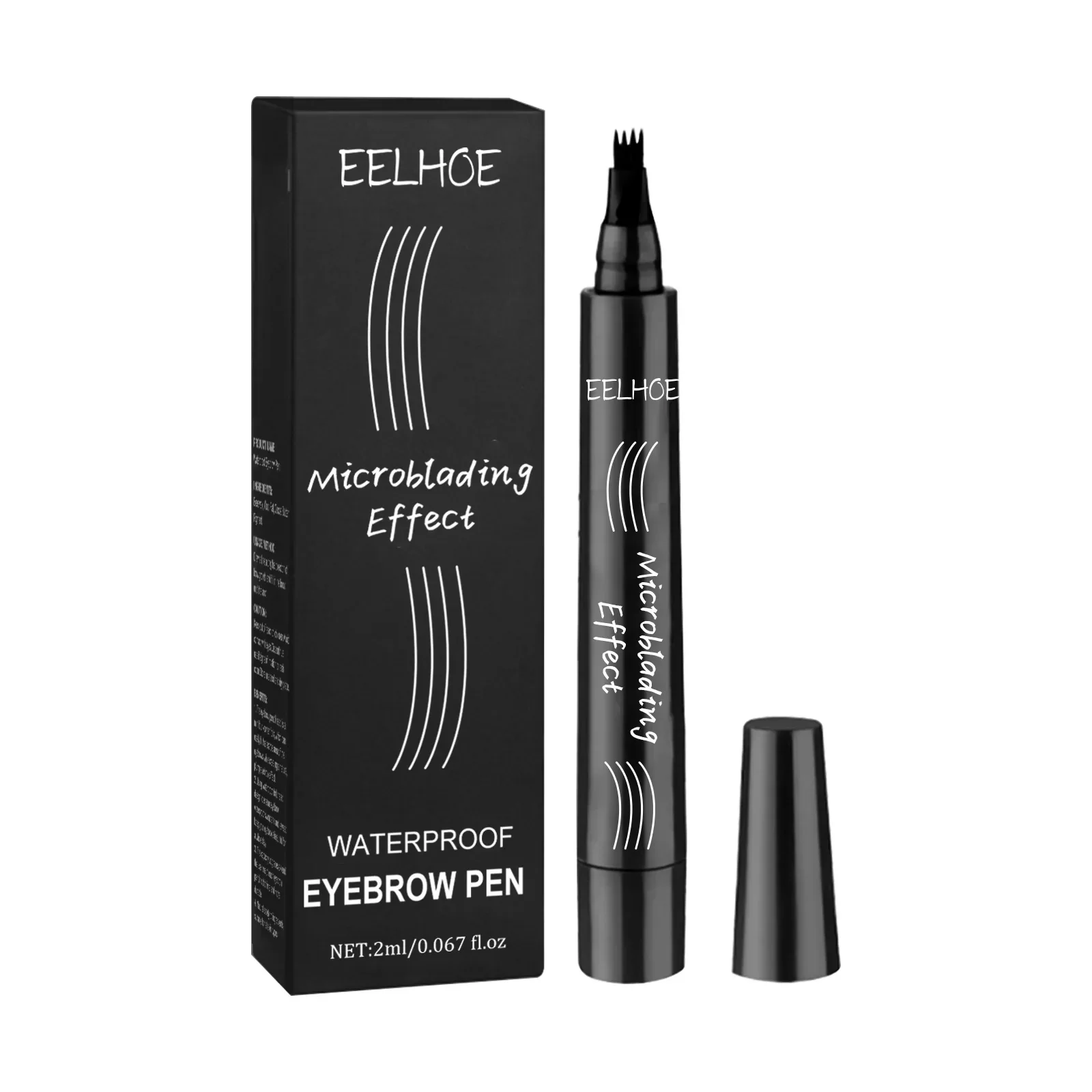 Eelhoe lápiz de cejas de agua salvaje de cuatro horquilla, estilo de cejas modificado, cejas rellenas, naturales, regordetes, Multicolor, impermeable, a prueba de sudor