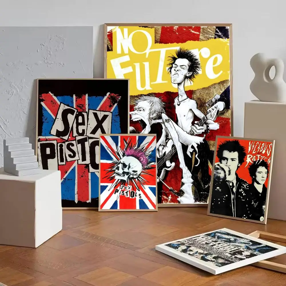 Rock Band S-Sex Pistols Poster Decorative Wall Art Stickers Mural Photo Print for Home Living Room Hallway Decor