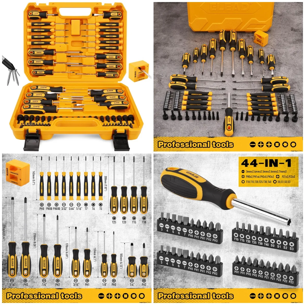 

Magnetic Screwdriver Set 86-Piece with Case, Precision Bits & Magnetizer, Ergonomic Handle for Mechanics